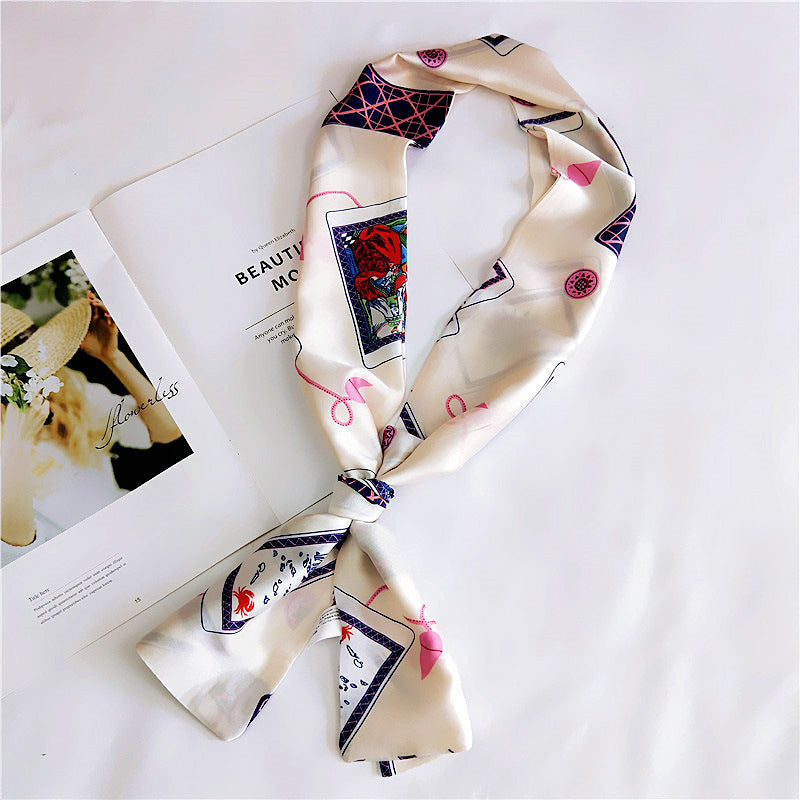 Women's Silk Scarf Long Spring And Autumn Double-sided Dual-use